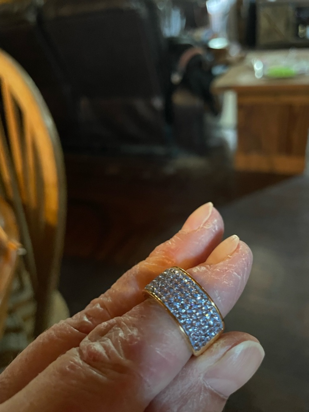 Gold-Tone Pave Crystal Wide Band Ring - Women's Jewelry